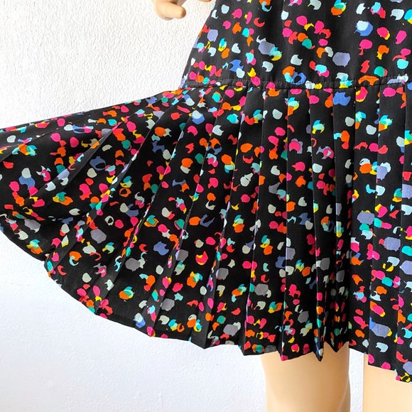 Pleated Mini Skirt | Polka Dot Skirt | Colorful Skirt | Low Waist Skirt | Size 4 - Picture 6 of 8